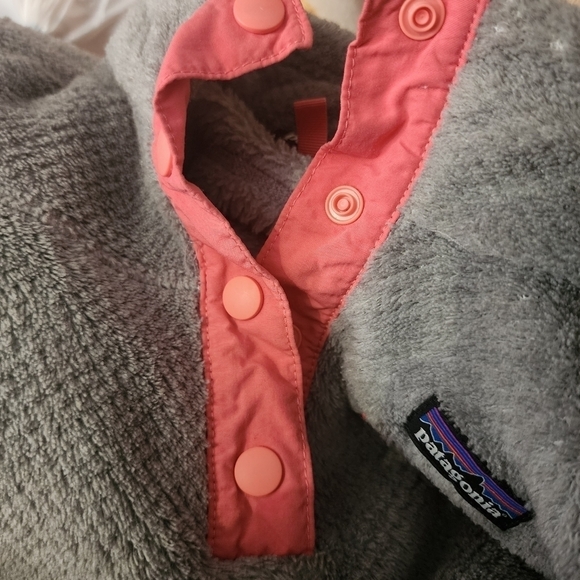 Patagonia Re-Tool Fleece Pullover Jacket Snap Buttons Girl's Size XL (14) Grey - Picture 3 of 11